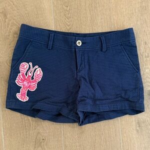 Lilly Pulitzer Navy Shorts with lobster appliqué